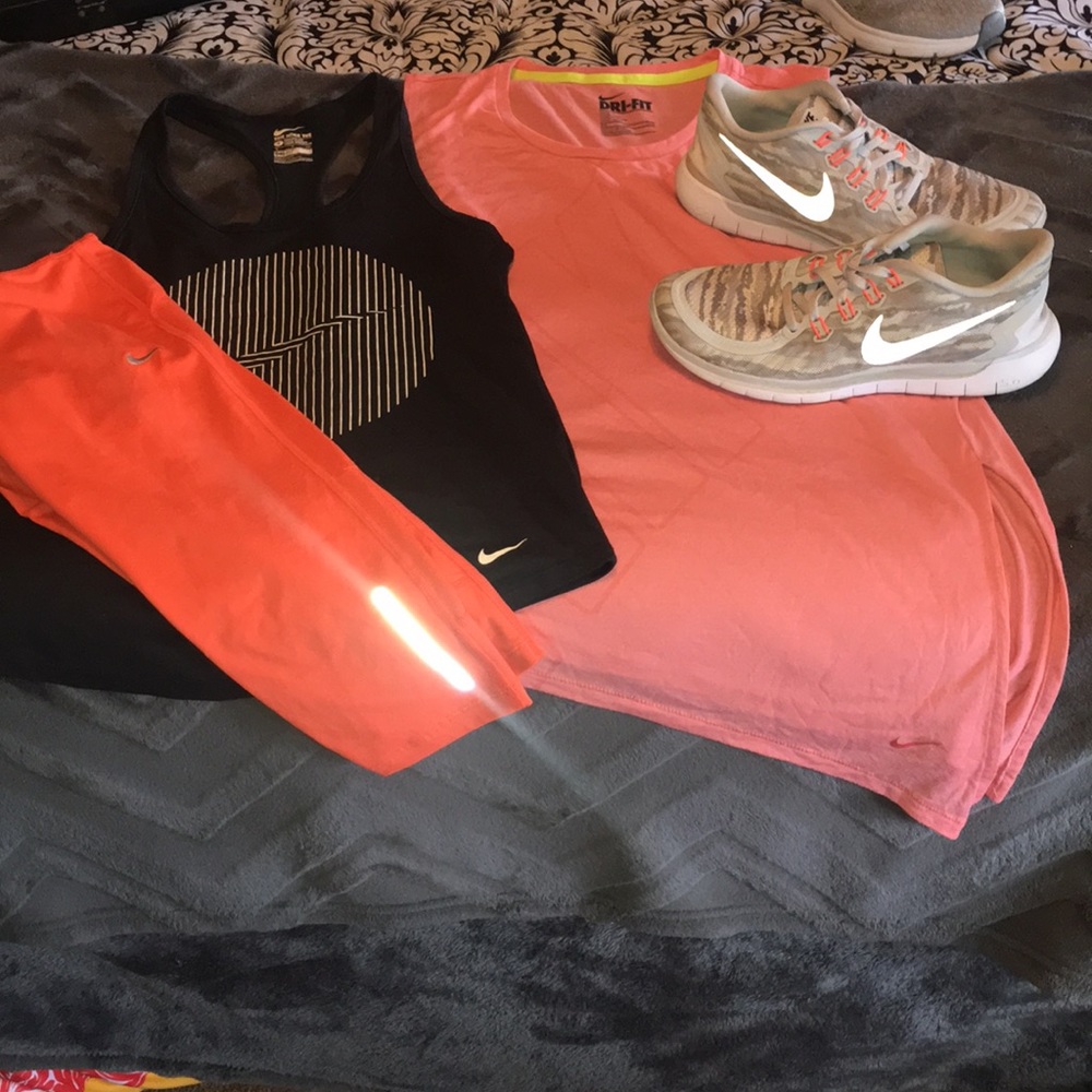 Running Shoes (7) tank tops (small) tights (small)
